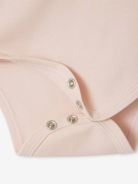 Lot 5 bodies 'coeur' manches longues ouverture naissance bébé en coton bio rose pâle 9 - vertbaudet enfant 