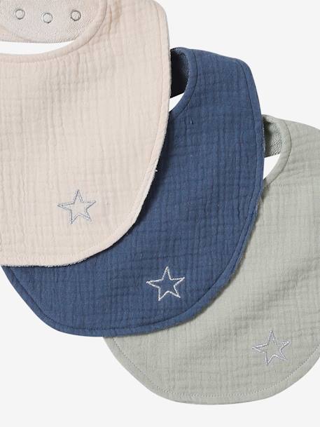 Lot 3 bavoirs naissance en gaze de coton lot bleu+lot rose 6 - vertbaudet enfant 