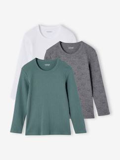 Lot de 3 tee-shirt à côtes manches longues garçon  - vertbaudet enfant