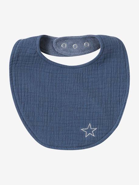 Lot 3 bavoirs naissance en gaze de coton lot bleu+lot rose 4 - vertbaudet enfant 