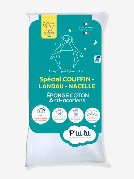 Alèse imperméable éponge anti-acariens Bi-ome P'TIT LIT blanc 1 - vertbaudet enfant 