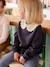 Sweat fille col fantaisie en macramé anthracite 1 - vertbaudet enfant 