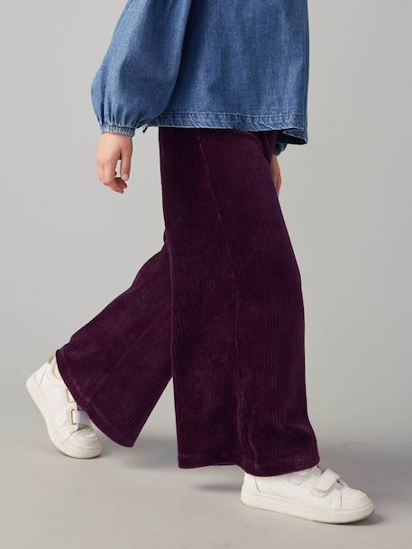 Pantalon fille large en velours anthracite+bleu grisé+blush+écru+kaki+marron+prune+rose 27 - vertbaudet enfant 