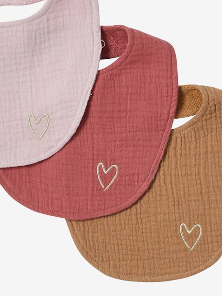 Lot 3 bavoirs naissance en gaze de coton lot bleu+lot rose 13 - vertbaudet enfant 