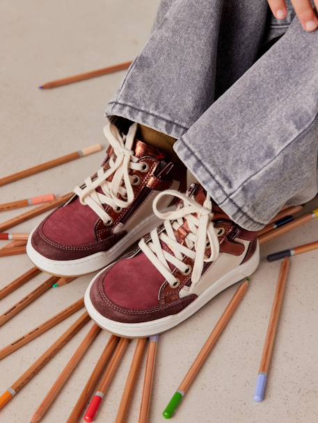 baskets lacées et zippées bordeaux 1 - vertbaudet enfant 