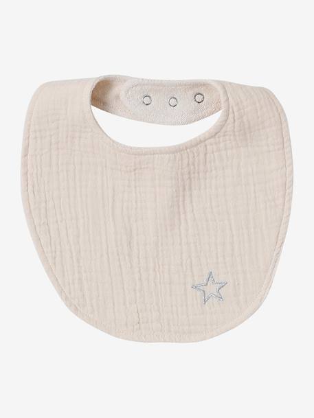 Lot 3 bavoirs naissance en gaze de coton lot bleu+lot rose 5 - vertbaudet enfant 