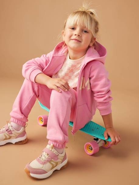 Pantalon jogging en molleton fille ceinture paperbag rose bonbon 3 - vertbaudet enfant 