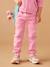 Pantalon jogging en molleton fille ceinture paperbag rose bonbon 1 - vertbaudet enfant 