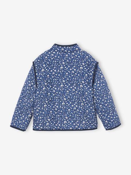 Veste à fleurs matelassée doublée sherpa fille bleu imprimé 3 - vertbaudet enfant 
