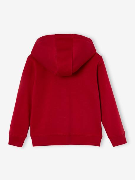Sweat garçon zippé à capuche motif poitrine blanc chiné+ocre+rouge+turquoise 8 - vertbaudet enfant 