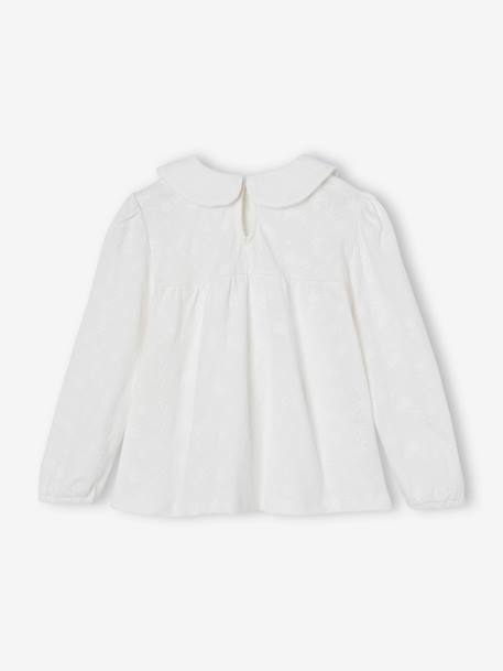 T-shirt blouse en broderie anglaise fille manches longues écru+marine+olive 2 - vertbaudet enfant 