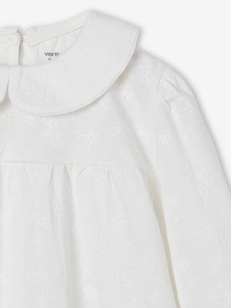 T-shirt blouse en broderie anglaise fille manches longues écru+marine+olive 3 - vertbaudet enfant 