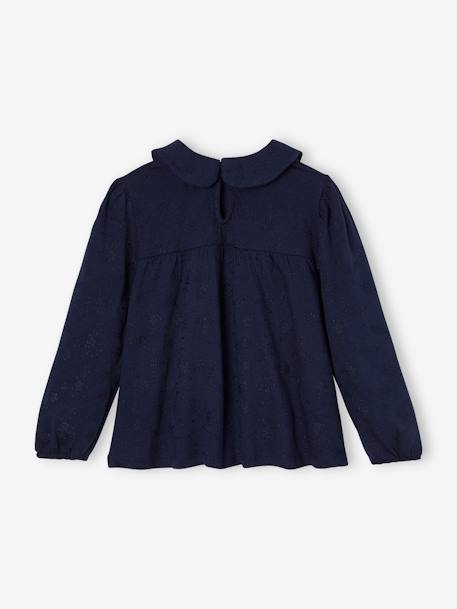 T-shirt blouse en broderie anglaise fille manches longues écru+marine+olive 5 - vertbaudet enfant 
