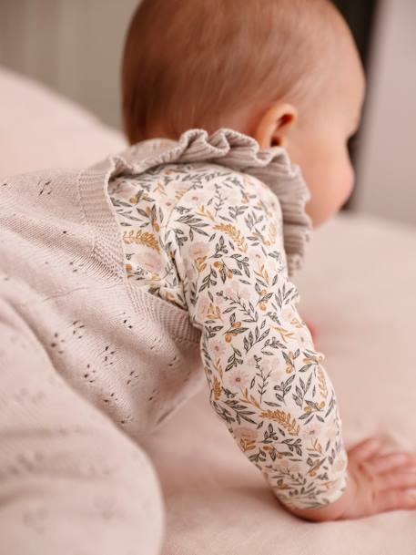 Salopette en tricot bébé bretelles à volants beige chiné 5 - vertbaudet enfant 