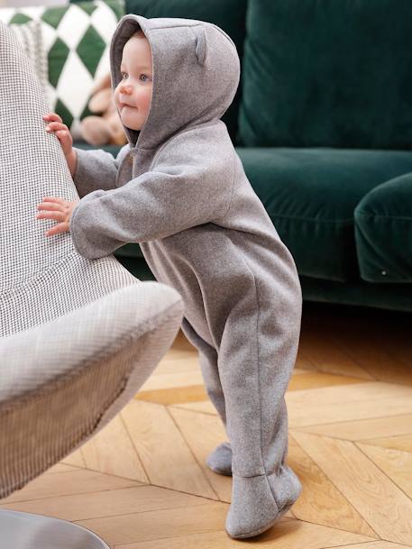 Combipilote bébé en drap de laine ouverture décalée gris chiné 7 - vertbaudet enfant 