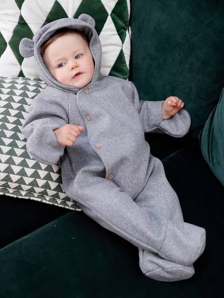 Combipilote bébé en drap de laine ouverture décalée gris chiné 8 - vertbaudet enfant 