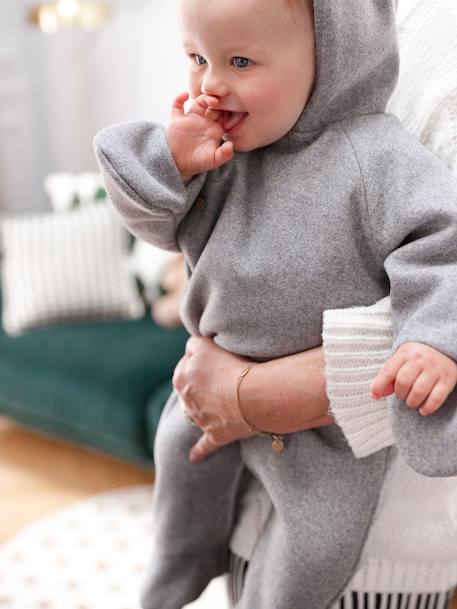 Combipilote bébé en drap de laine ouverture décalée gris chiné 1 - vertbaudet enfant 