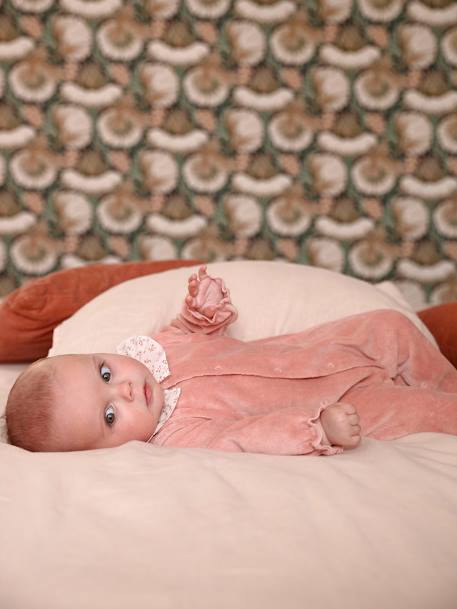 Pyjama bébé fille velours collerette imprimée rose poudré 2 - vertbaudet enfant 
