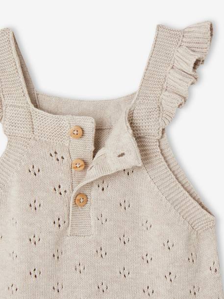 Salopette en tricot bébé bretelles à volants beige chiné 3 - vertbaudet enfant 