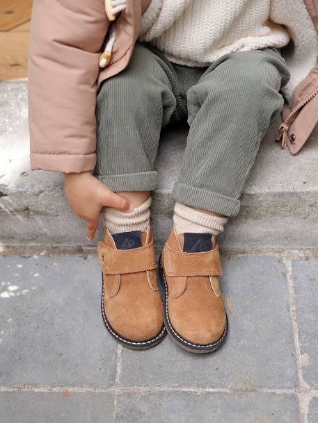 Boots en cuir scratchées bébé camel 1 - vertbaudet enfant 