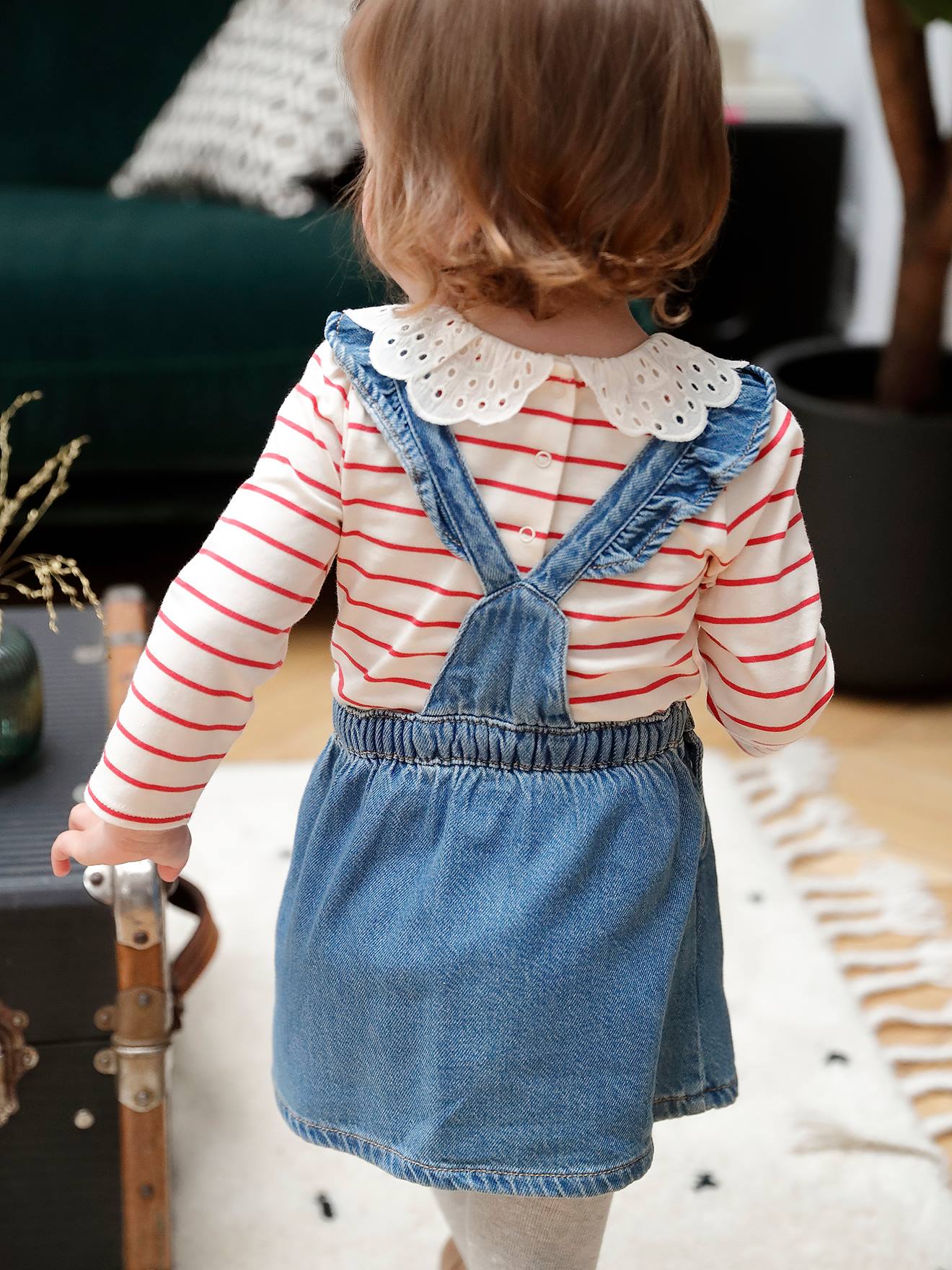 Robe Jean Déchirée Fille été - Denim Doux élastique, Coupe Trapèze, Poches, Tailles 12 Mois à 10 Ans