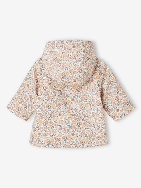 Ciré à capuche bébé fille imprimé fleurs et doublé bleu nuit+rose imprimé 6 - vertbaudet enfant 