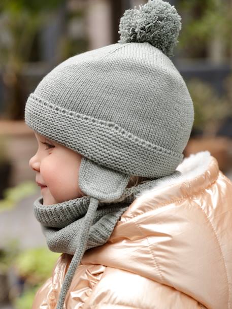 Ensemble bébé garçon bonnet + snood + moufles BASICS vert d'eau 7 - vertbaudet enfant 
