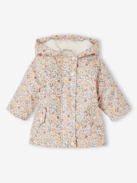 Ciré à capuche bébé fille imprimé fleurs et doublé bleu nuit+rose imprimé 5 - vertbaudet enfant 