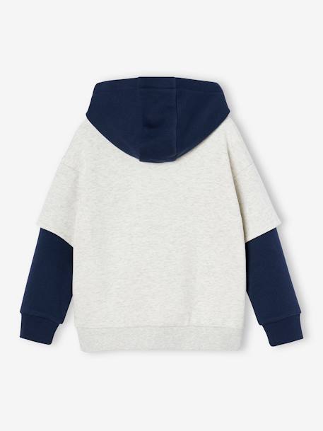 Sweat garçon sport doubles manches motif ballon en relief blanc chiné+vert sapin 2 - vertbaudet enfant 