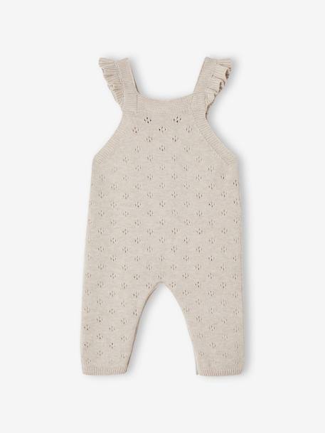 Salopette en tricot bébé bretelles à volants beige chiné 2 - vertbaudet enfant 