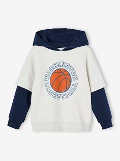 -Sweat garçon sport doubles manches motif ballon en relief