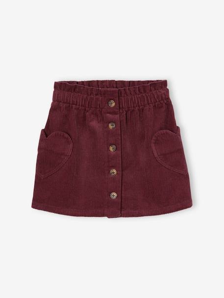 Jupe en velours poches coeur fille anthracite+mauve 4 - vertbaudet enfant 