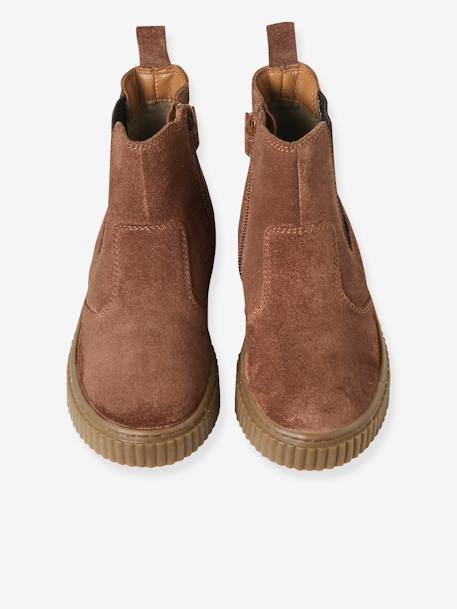 Boots fille cuir zippées et élastiquées beige+camel+marine 10 - vertbaudet enfant 