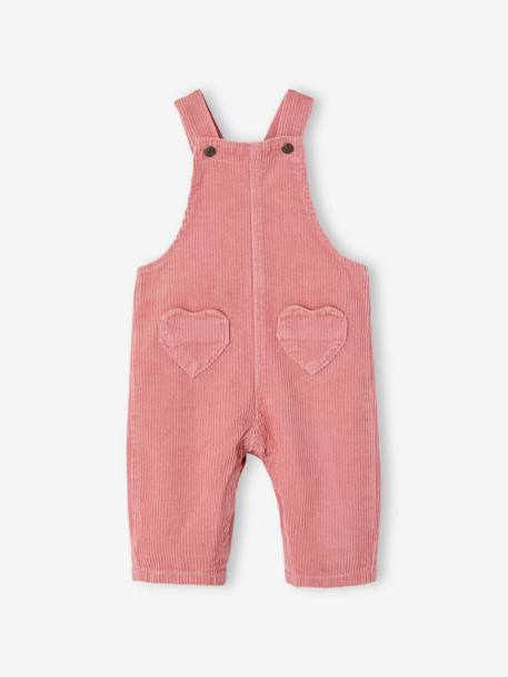 Salopette bébé en velours côtelé poches coeur bois de rose 1 - vertbaudet enfant 
