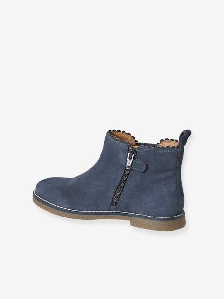 Boots enfant fille cuir élastiquées et zippées marine+or 3 - vertbaudet enfant 