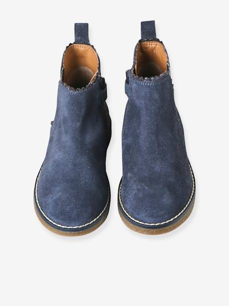Boots enfant fille cuir élastiquées et zippées marine+or 4 - vertbaudet enfant 
