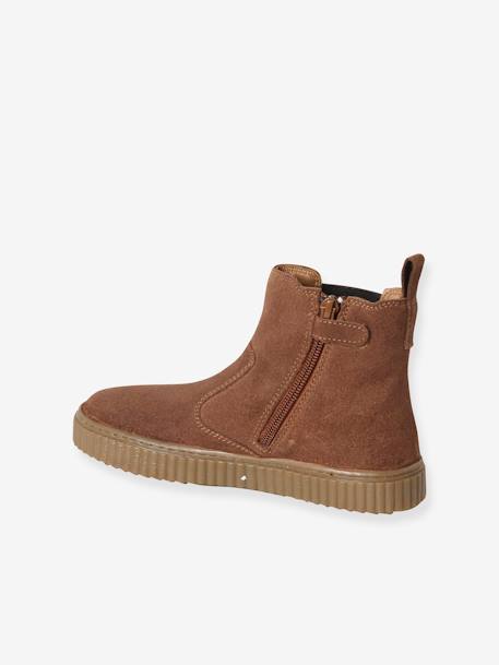 Boots fille cuir zippées et élastiquées beige+camel+marine 9 - vertbaudet enfant 