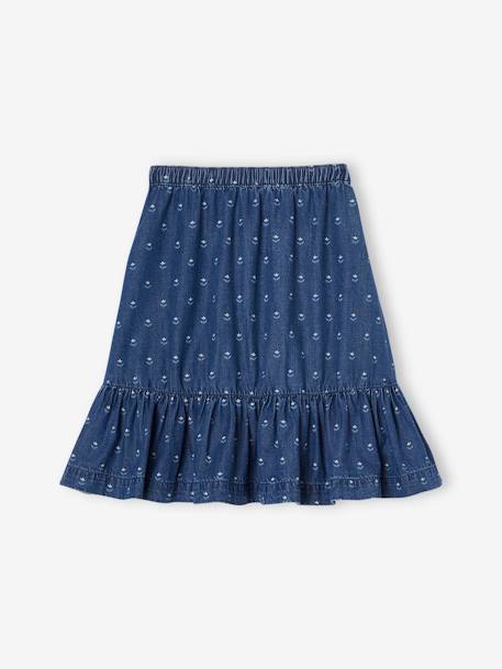Jupe mi longue à volant en denim léger fille bleu moyen 2 - vertbaudet enfant 