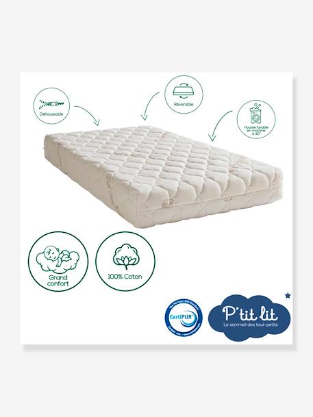Matelas bébé déhoussable Coton bio* blanc 3 - vertbaudet enfant 