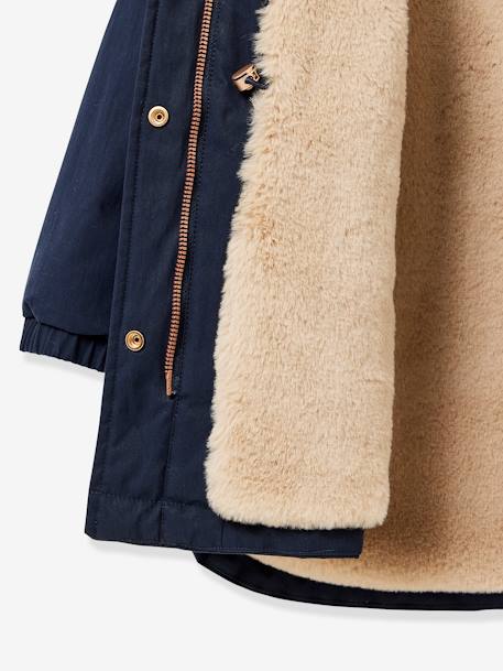 Parka fille doublée imitation fourrure marine+rose 3 - vertbaudet enfant 