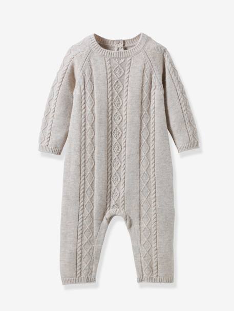 Combinaison en tricot bébé beige chiné 1 - vertbaudet enfant 