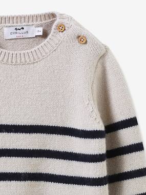Pull Bébé Rayé Tricot Vertbaudet - Encolure Ronde Manches Longues Coton Bio