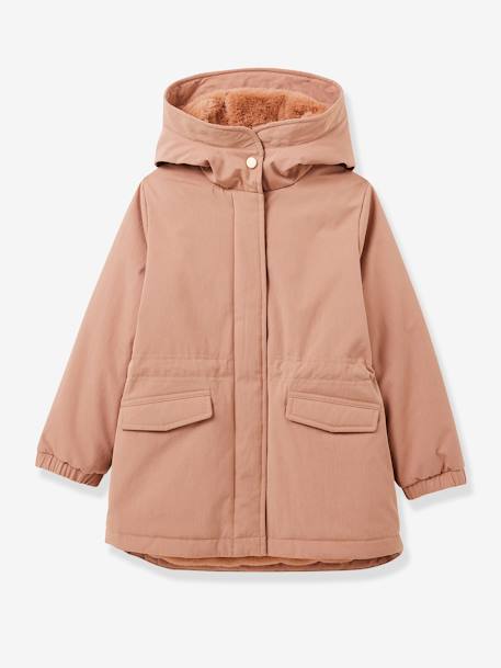 Parka fille doublée imitation fourrure rose 1 - vertbaudet enfant 