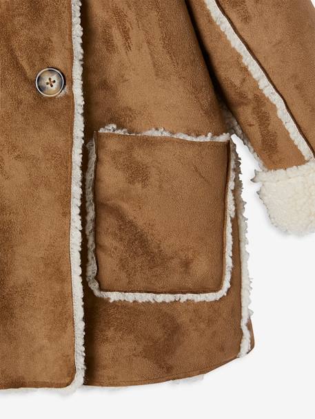 Manteau fille à capuche peau lainée réversible marron 9 - vertbaudet enfant 