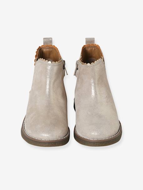 Boots enfant fille cuir élastiquées et zippées bordeaux+camel+marine+or+vert 19 - vertbaudet enfant 