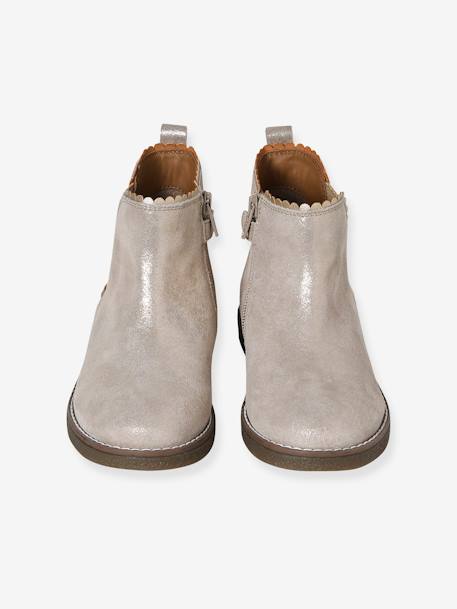 Boots enfant fille cuir élastiquées et zippées marine+or 10 - vertbaudet enfant 