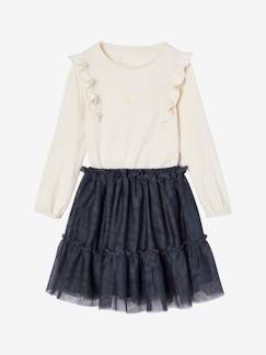 -Ensemble t-shirt à volants et jupe en tulle fille