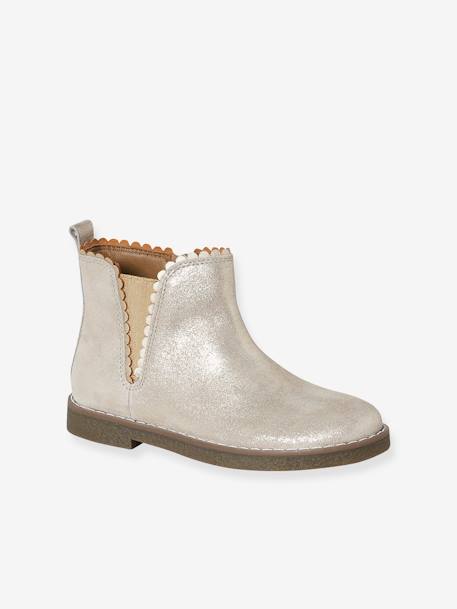 Boots enfant fille cuir élastiquées et zippées bordeaux+camel+marine+or+vert 16 - vertbaudet enfant 