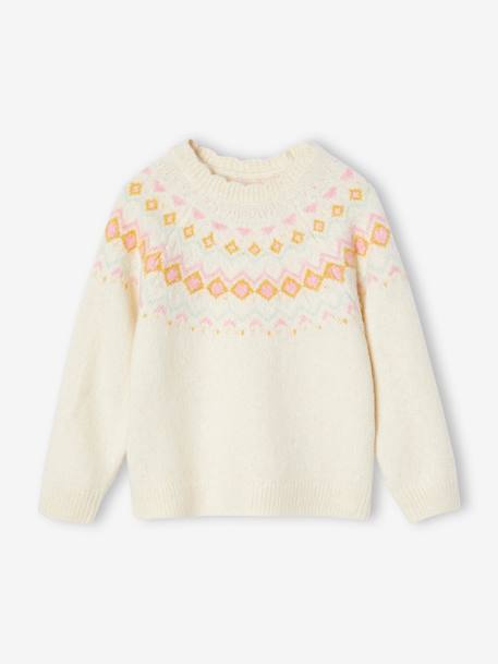 Pull jacquard fille écru 2 - vertbaudet enfant 