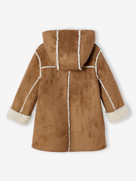 Manteau fille à capuche peau lainée réversible marron 7 - vertbaudet enfant 
